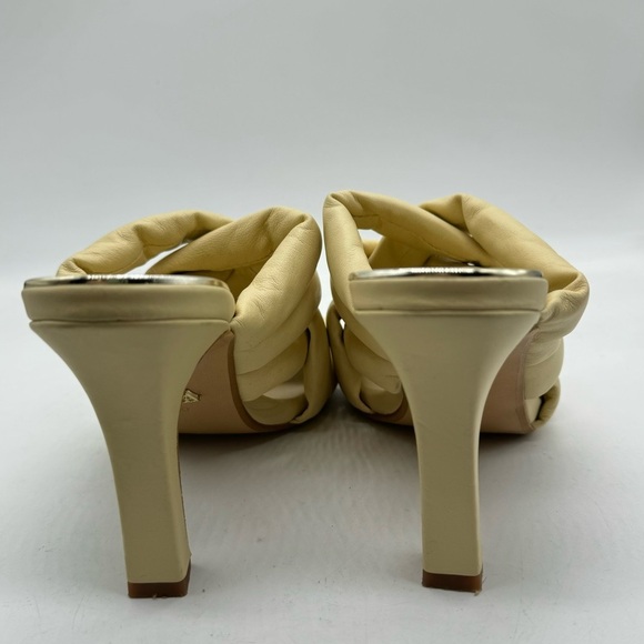 Zara padded woven leather heeled mules, cream yellow 40 square toe - Picture 6 of 8